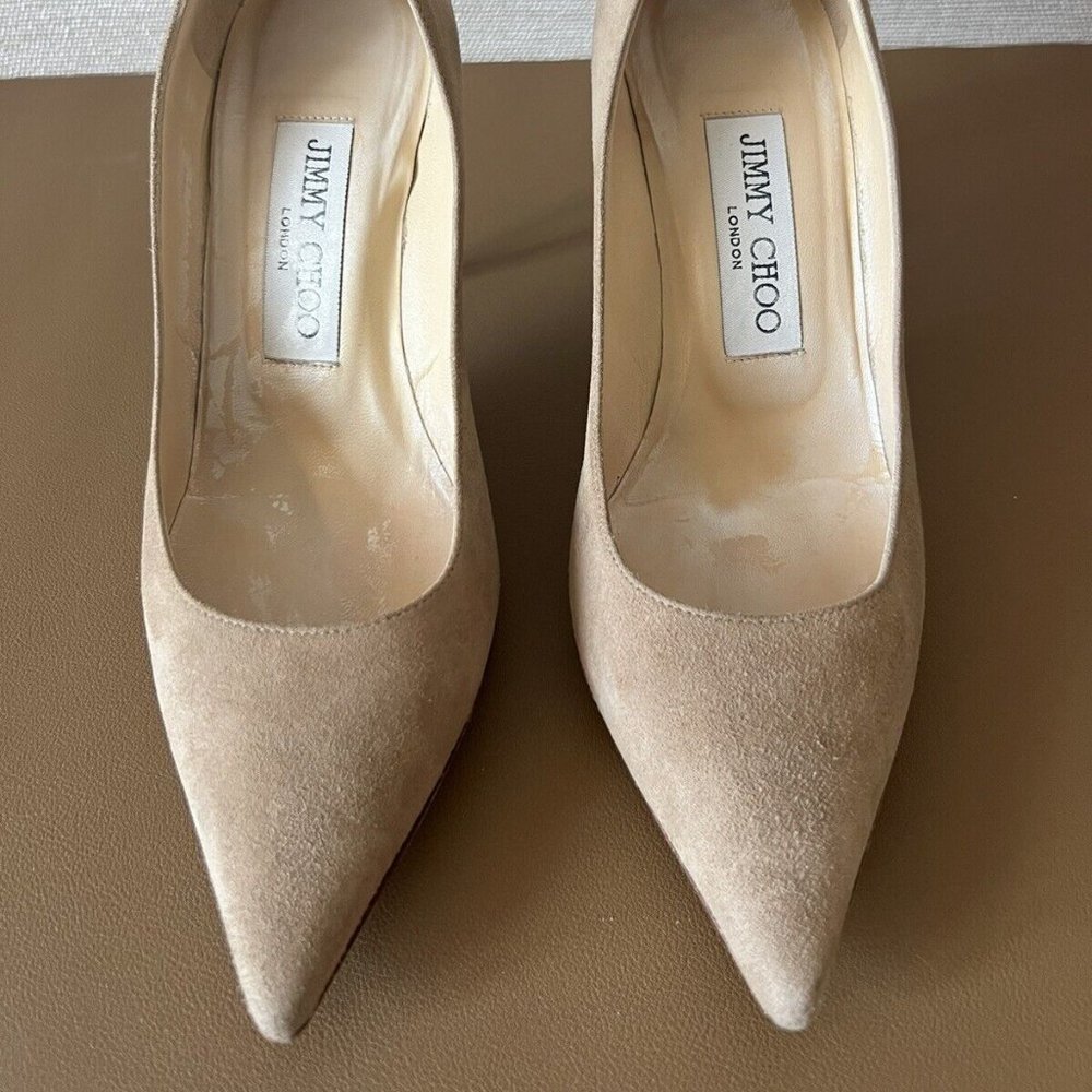 Jimmy Choo Love 85 Beige Suede Pump - 34.5 EU